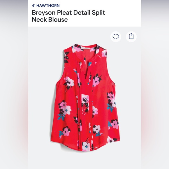 41 Hawthorne Breyson Pleat Detail Split Neck Blouse - Picture 2 of 3